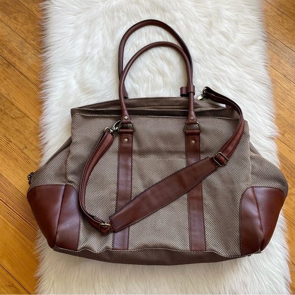 L.L. Bean Bags Ll Bean Vintage Large Tweed And Leather Weekender Travel Bag Poshmark